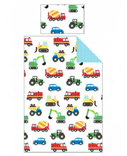 Eenpersoons Dekbedovertrek Auto’s & Vrachtwagens - 140x200 cm - Altijd-Voordelig
